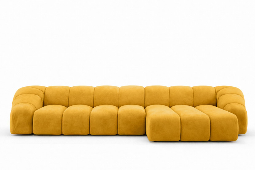 Narożnik modułowy L, welur Bluvel, Złoty, Prawy, CROISSANT XL 969633