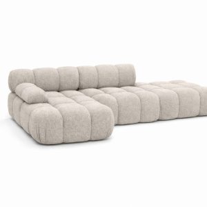 Narożnik modułowy L z pufą, bukla Abriamo, Beżowy, Lewy, Selia 934941 Narożnik modułowy L z pufą, bukla Abriamo, Beżowy, Lewy, Selia 934941