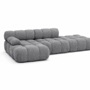 Narożnik modułowy L z pufą, bukla Abriamo, Ciemnoszary, Lewy, Selia 934997 Narożnik modułowy L z pufą, bukla Abriamo, Ciemnoszary, Lewy, Selia 934997