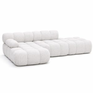Narożnik modułowy L z pufą, bukla Abriamo, Ecru, Lewy, Selia 934972 Narożnik modułowy L z pufą, bukla Abriamo, Ecru, Lewy, Selia 934972