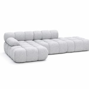 Narożnik modułowy L z pufą, bukla Abriamo, Jasnoszary, Lewy, Selia 934994 Narożnik modułowy L z pufą, bukla Abriamo, Jasnoszary, Lewy, Selia 934994