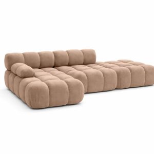 Narożnik modułowy L z pufą, welur Salvador, Ciemnobeżowy, Lewy, Selia 934992 Narożnik modułowy L z pufą, welur Salvador, Ciemnobeżowy, Lewy, Selia 934992