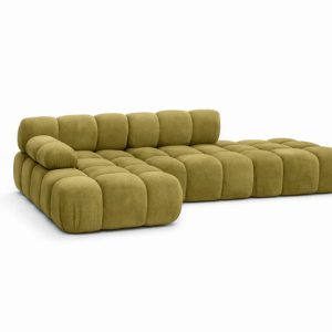 Narożnik modułowy L z pufą, welur Salvador, Oliwkowy, Lewy, Selia 934959 Narożnik modułowy L z pufą, welur Salvador, Oliwkowy, Lewy, Selia 934959