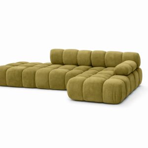 Narożnik modułowy L z pufą, welur Salvador, Oliwkowy, Prawy, Selia 934962 Narożnik modułowy L z pufą, welur Salvador, Oliwkowy, Prawy, Selia 934962