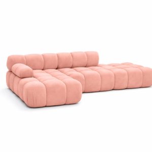 Narożnik modułowy L z pufą, welur Salvador, Różowy, Lewy, Selia 934956 Narożnik modułowy L z pufą, welur Salvador, Różowy, Lewy, Selia 934956