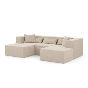 Narożnik Modułowy Nova U – 284x180x76cm, Fotel, 2x Otomana, Beżowy 750256