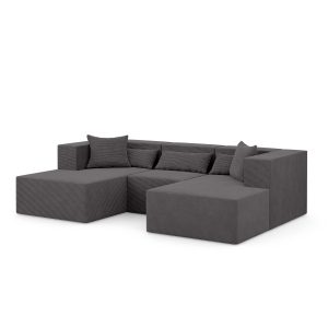 Narożnik Modułowy Nova U – 284x180x76cm, Fotel, 2x Otomana, Grafitowy 750246