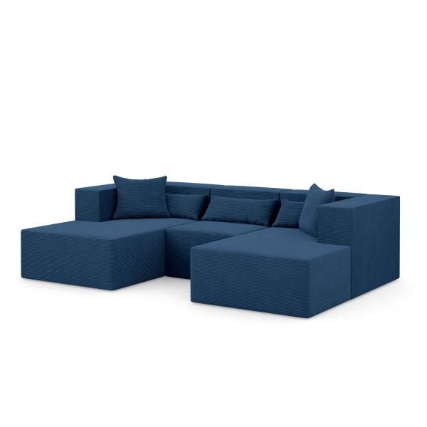 Narożnik Modułowy Nova U - 284x180x76cm, Fotel, 2x Otomana, Granatowy 750255