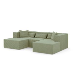 Narożnik Modułowy Nova U – 284x180x76cm, Fotel, 2x Otomana, Oliwkowy 750258