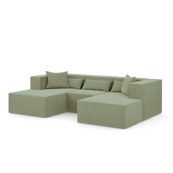 Narożnik Modułowy Nova U - Fotel 2x Otomana Zielony 284x180x76cm 753037