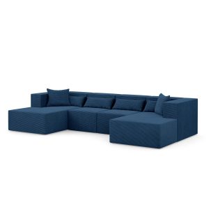 Narożnik Modułowy Nova U MAX – 2x Fotel 2x Otomana Granatowy 360x180x76cm 753026