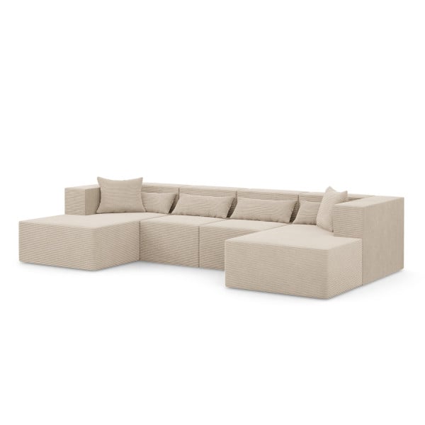 Narożnik Modułowy Nova U MAX - 360x180x76cm, 2x Fotel, 2x Otomana, Beżowy 753029
