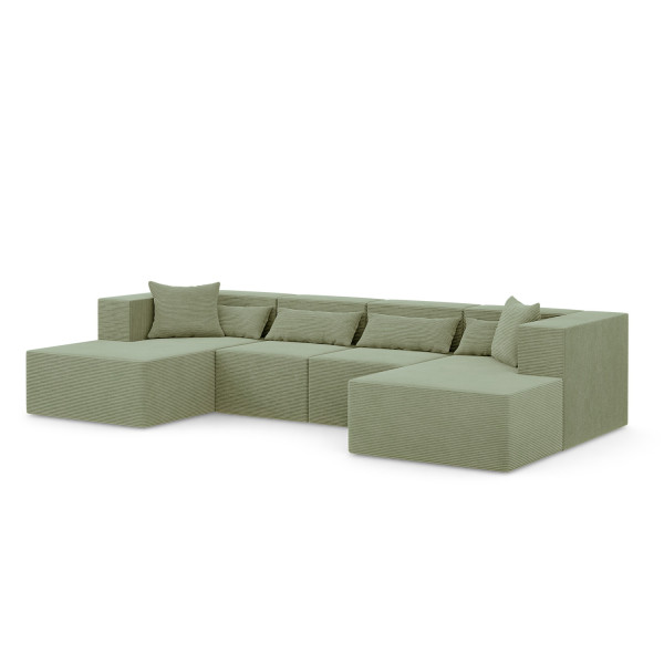 Narożnik Modułowy Nova U MAX - 360x180x76cm, 2x Fotel, 2x Otomana, Oliwkowy 753021