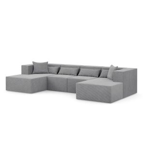 Narożnik Modułowy Nova U MAX – 360x180x76cm, 2x Fotel, 2x Otomana, Szary 753020