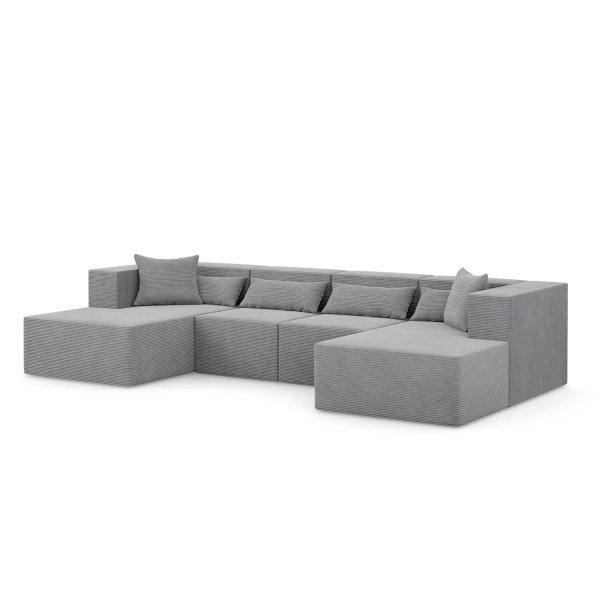 Narożnik Modułowy Nova U MAX - 360x180x76cm, 2x Fotel, 2x Otomana, Szary 753020