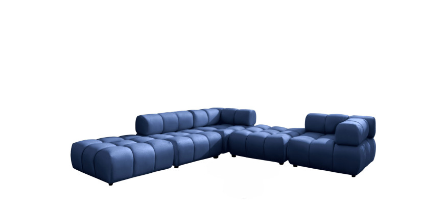 Narożnik modułowy, tkanina welurowa Bluvel, Atramentowy, Lewy, Bolla Corner 942273