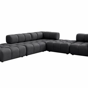 Narożnik modułowy, tkanina welurowa Bluvel, Czarny, Lewy, Bolla Corner 942258 Narożnik modułowy, tkanina welurowa Bluvel, Czarny, Lewy, Bolla Corner 942258