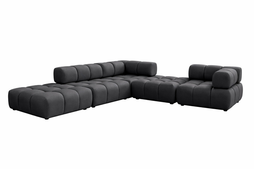 Narożnik modułowy, tkanina welurowa Bluvel, Czarny, Lewy, Bolla Corner 942258