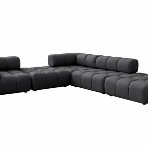 Narożnik modułowy, tkanina welurowa Bluvel, Czarny, Prawy, Bolla Corner 942267 Narożnik modułowy, tkanina welurowa Bluvel, Czarny, Prawy, Bolla Corner 942267