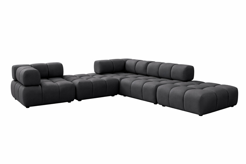 Narożnik modułowy, tkanina welurowa Bluvel, Czarny, Prawy, Bolla Corner 942267