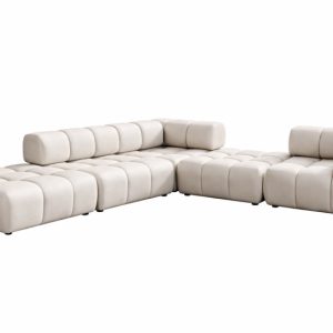 Narożnik modułowy, tkanina welurowa Bluvel, Kremowy, Lewy, Bolla Corner 942259 Narożnik modułowy, tkanina welurowa Bluvel, Kremowy, Lewy, Bolla Corner 942259