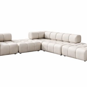 Narożnik modułowy, tkanina welurowa Bluvel, Kremowy, Prawy, Bolla Corner 942254 Narożnik modułowy, tkanina welurowa Bluvel, Kremowy, Prawy, Bolla Corner 942254