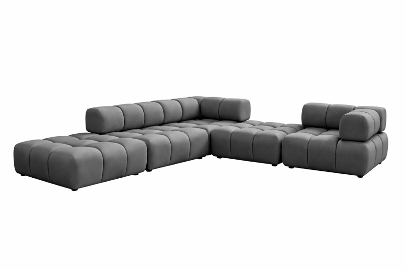 Narożnik modułowy, tkanina welurowa Bluvel, Popielaty, Lewy, Bolla Corner 942264