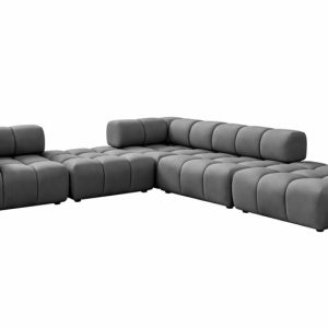 Narożnik modułowy, tkanina welurowa Bluvel, Popielaty, Prawy, Bolla Corner 942262 Narożnik modułowy, tkanina welurowa Bluvel, Popielaty, Prawy, Bolla Corner 942262
