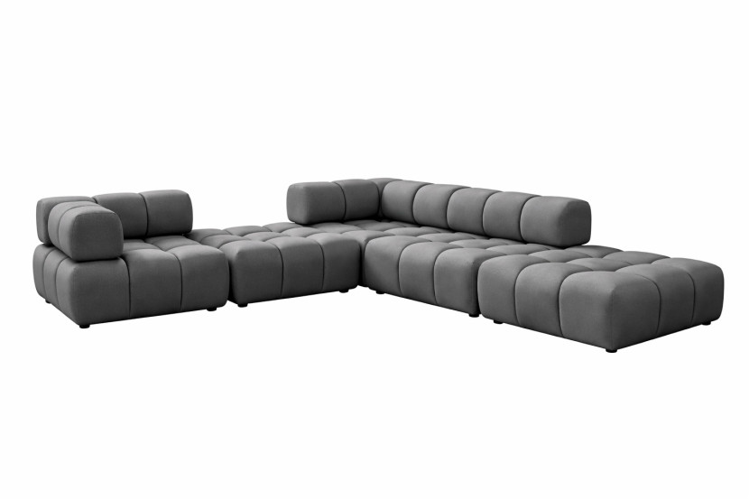 Narożnik modułowy, tkanina welurowa Bluvel, Popielaty, Prawy, Bolla Corner 942262