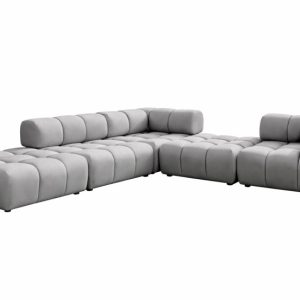 Narożnik modułowy, tkanina welurowa Bluvel, Szary, Lewy, Bolla Corner 942270 Narożnik modułowy, tkanina welurowa Bluvel, Szary, Lewy, Bolla Corner 942270