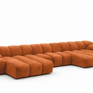 Narożnik modułowy U, welur Bluvel, Cynamonowy, CROISSANT U 969652
