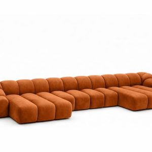 Narożnik modułowy U, welur Bluvel, Cynamonowy, CROISSANT U XL 969638