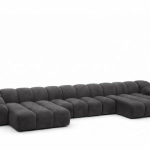 Narożnik modułowy U, welur Bluvel, Czarny, CROISSANT U XL 969617 Narożnik modułowy U, welur Bluvel, Czarny, CROISSANT U XL 969617