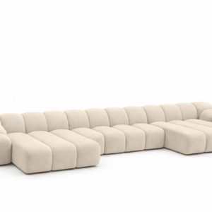 Narożnik modułowy U, welur Bluvel, Kremowy, CROISSANT U XL 969610 Narożnik modułowy U, welur Bluvel, Kremowy, CROISSANT U XL 969610