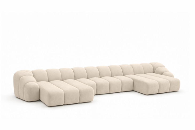 Narożnik modułowy U, welur Bluvel, Kremowy, CROISSANT U XL 969610