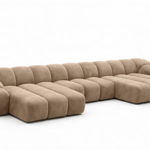 Narożnik modułowy U, welur Bluvel, Latte, CROISSANT U 969614 Narożnik modułowy U, welur Bluvel, Latte, CROISSANT U 969614