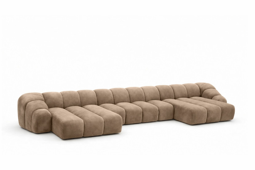Narożnik modułowy U, welur Bluvel, Latte, CROISSANT U XL 969624