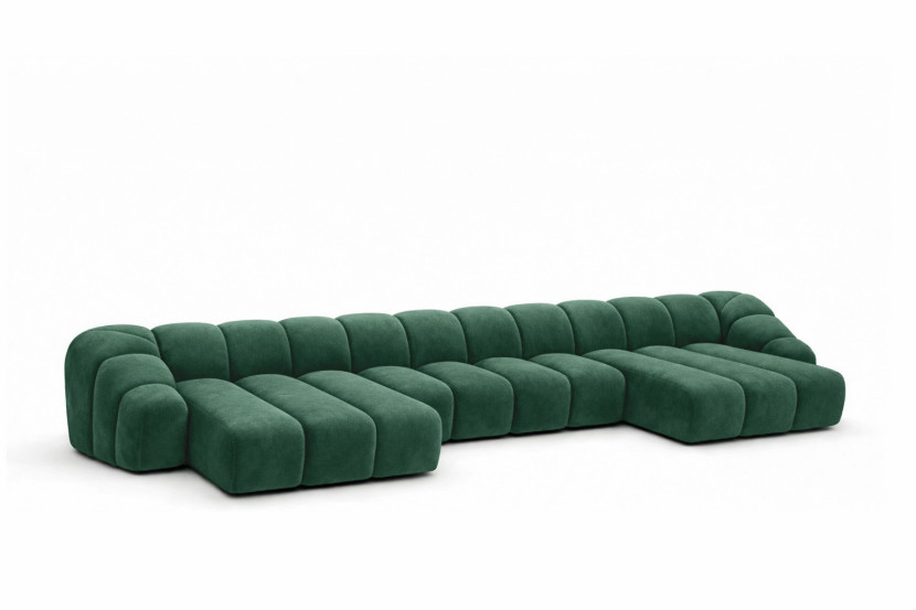 Narożnik modułowy U, welur Bluvel, Zielony, CROISSANT U XL 969631