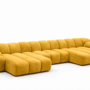 Narożnik modułowy U, welur Bluvel, Złoty, CROISSANT U 969653 Narożnik modułowy U, welur Bluvel, Złoty, CROISSANT U 969653