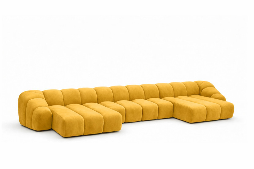 Narożnik modułowy U, welur Bluvel, Złoty, CROISSANT U XL 969619