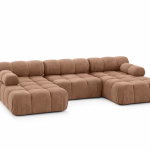 Narożnik modułowy w kształcie U, welur Salvador, Ciemnobeżowy, Selia U 958188 Narożnik modułowy w kształcie U, welur Salvador, Ciemnobeżowy, Selia U 958188