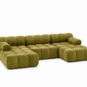 Narożnik modułowy w kształcie U, welur Salvador, Oliwkowy, Selia U 958205 Narożnik modułowy w kształcie U, welur Salvador, Oliwkowy, Selia U 958205