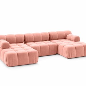 Narożnik modułowy w kształcie U, welur Salvador, Różowy, Selia U 958183 Narożnik modułowy w kształcie U, welur Salvador, Różowy, Selia U 958183