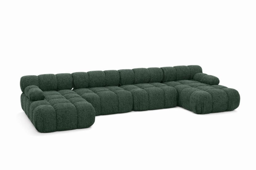 Narożnik modułowy w kształcie U XL, bukla Abriamo Ciemnozielony Selia U XL 958195