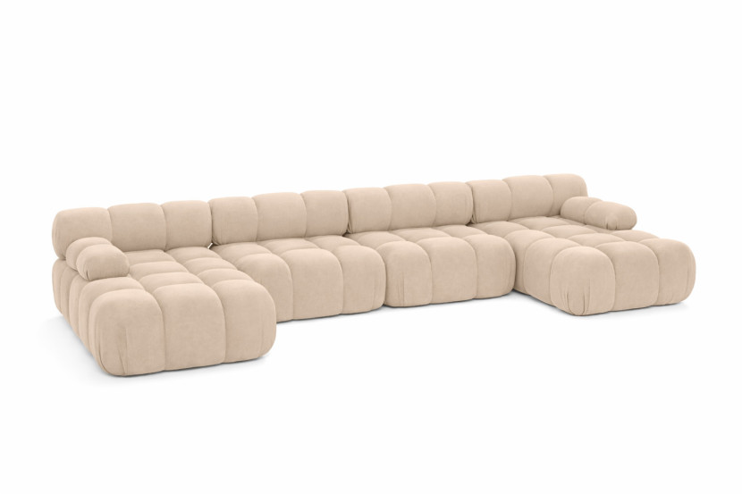 Narożnik modułowy w kształcie U XL, welur Salvador, Beżowy, Selia U XL 958142