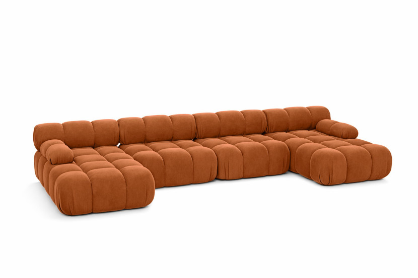 Narożnik modułowy w kształcie U XL, welur Salvador, Brązowy, Selia U XL 958125