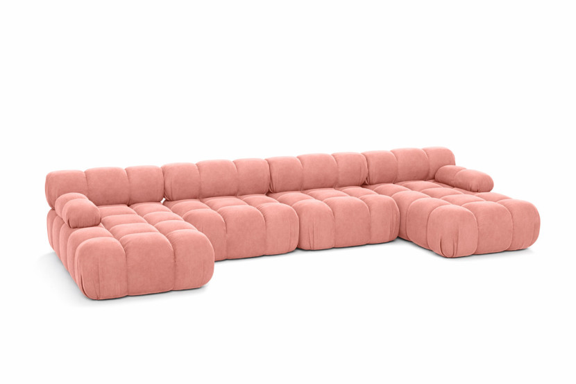 Narożnik modułowy w kształcie U XL, welur Salvador, Różowy, Selia U XL 958192