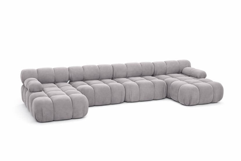 Narożnik modułowy w kształcie U XL, welur Salvador, Szary, Selia U XL 958159