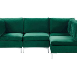 Narożnik modułowy welur 4-osobowy zielony 288979 Narożnik modułowy welur 4-osobowy zielony 288979