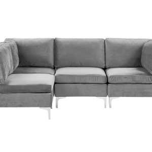 Narożnik modułowy welurowy 4-osobowy szary 62658